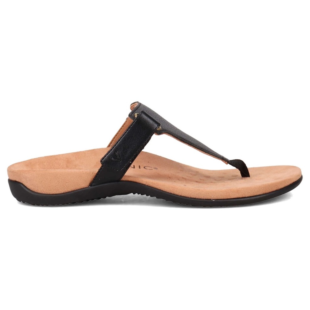 Vionic Women's Black and Tan Wanda Black Leather sandals size 10